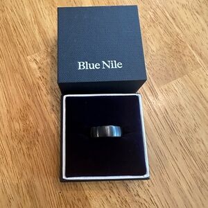 Blue Nile: Matte Wedding Ring In Black Titanium And Tantalum (6.5mm) - NEW